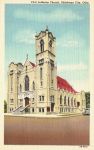 Vintage Postcard 1930's First Lutheran Church Parish Oklahoma City Oklahoma OK