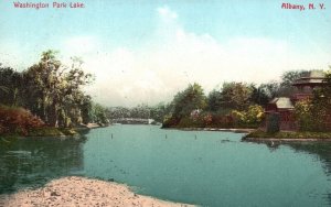 Vintage Postcard 1910's Washington Park Lake Albany New York N. Y.