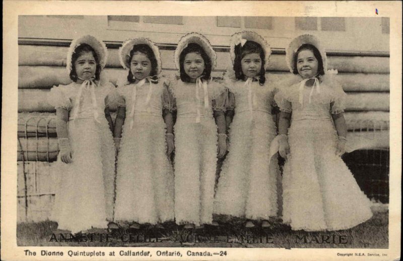 CALLANDER ONTARIO Dionne Quintuplets in Pretty Dresses Old Postcard