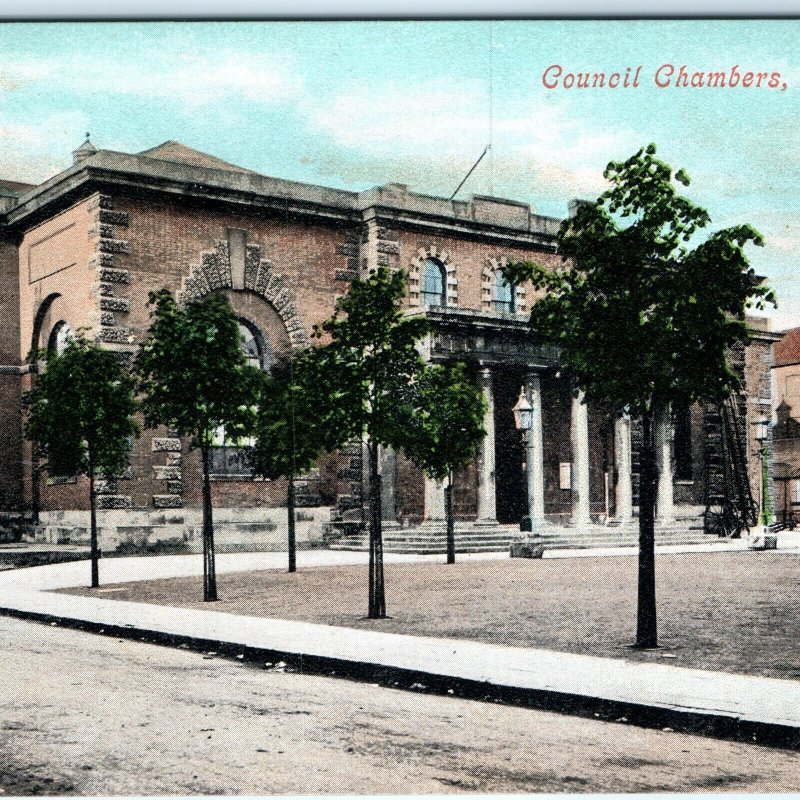 c1910s Salisbury, England Council Chambers Valentine Series Litho Photo PC A150