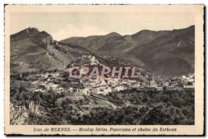 Old Postcard Approx Morocco Meknes Moulay Idriss Zerhoun Panorama and chain