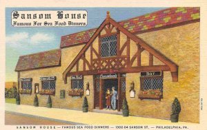 Sansom House Sea Food Restaurant Philadelphia Pennsylvania linen postcard