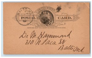 1890 Stevenson A Williams Attorney at Law Bel Air Maryland Postal Card