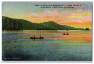 1947 Canoeing Near Bolton Landing on Lake George New York NY Postcard