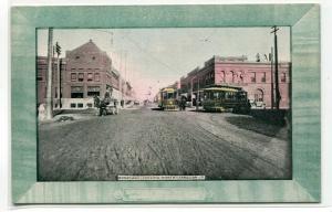 Broadway Looking North Streetcar Fargo North Dakota 1910c postcard