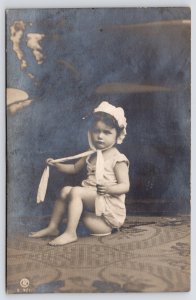 East Park-Akron OH Does This Look Like Me?~Little Girl BMP Ties Own Bonnet~RPPC