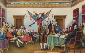 Vintage Postcard 1930's The Signing of the Declaration of Independence Trumbull