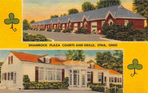 Shamrock Plaza Court Motel Grille Restaurant Etna Ohio linen postcard