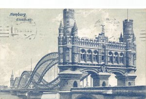 A165 Germany 1910 Hamburg Elbbruecke Bridge vintage postcard