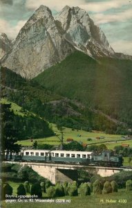 c1940 Bavarian Passenger Train Zugspitzbahn to Waxenstein Germany  Postcard