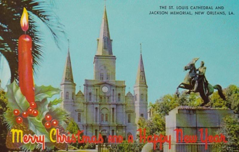 Louisiana New Orleans St Louis Cathedral and Jackson Memorial