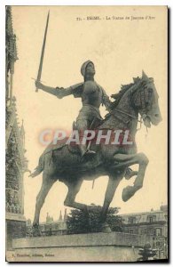 Old Postcard Reims Statue of Joan of Arc