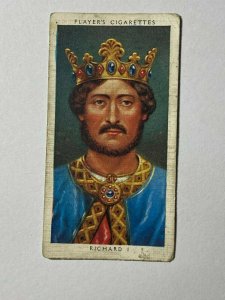 CIGARETTE CARD - PLAYERS KINGS & QUEENS ENGLAND #06 RICHARD I     (UU13) 