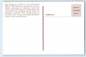 1962 Seattle Washington Postcard Philippine Pavilion Interior Second Floor