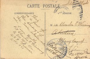 WW1 Era, Censored, Solder Mail, AEF France, Pvt Charles Wrising, Old Postcard