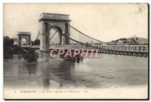 Old Postcard Tarascon Suspension Bridge to Beaucaire