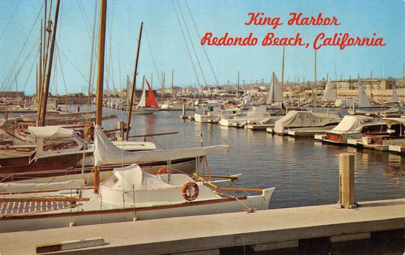 REDONDO BEACH King Harbor, California Boat Dock ca 1960s Vintage Postcard