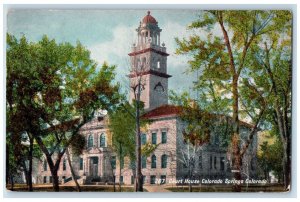 Colorado Springs Colorado CO Postcard Court House Exterior Building 1909 Vintage