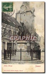 Old Postcard Beaune Monge statue