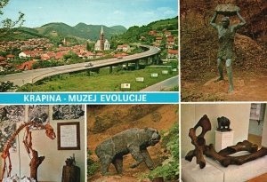 Postcard Artifacts Muzej Evolucije Roadway And Sculpture Krapina Croatia