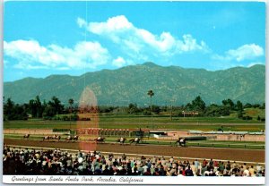 Postcard - Greetings from Santa Anita Park - Arcadia, California