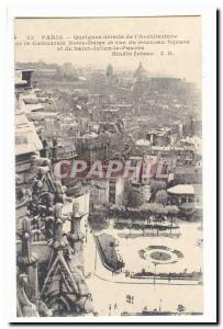 Paris Old Postcard Some details of & # 39architecture the cathedral Notre Dam...