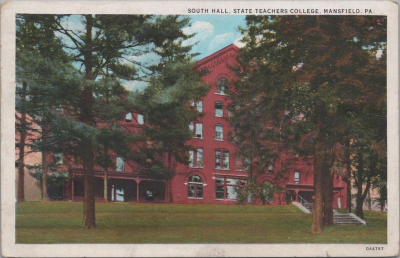 Postcard South Hall State teachers College Mansfield PA