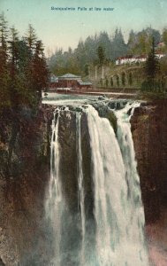 Vintage Postcard Snoqualmie Falls At Low Water Picturesque Waterfall Washington
