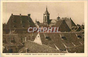 Old Postcard Colmar 1293 the church St Martin and the old roofs