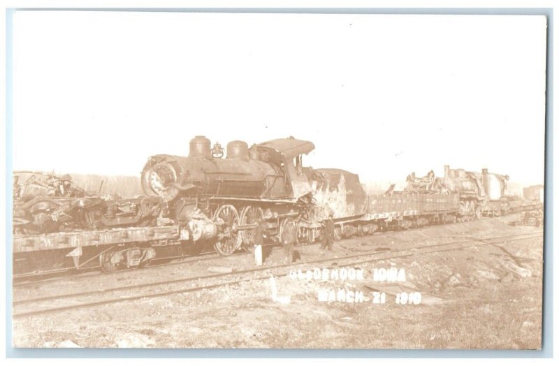 c1910's Lodrhook Iowa IA March Railroad Train Depot Station RPPC Photo Postcard