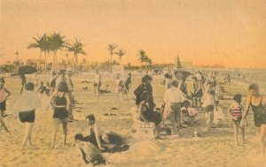 Postcard Florida Sunny Scenes Bathing Hand Colored 1310M 23-8444