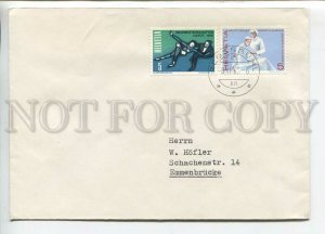 444977 Switzerland 1965 real posted stamps with figure skating and the Red Cross