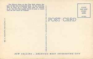 Linen Postcard; King of Rex on Float by City Hall, Mardi Gras New Orleans LA
