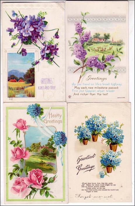 4 - Misc Greeting Cards with Flowers