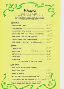 Vintage Welcome To Murphy's 3 Leaf Clover Menu  - E1 