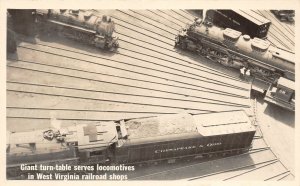 F76/ West Virginia RPPC Postcard c1940s Railroad Locomotives Roundhouse