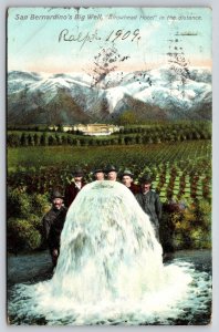 San Bernardino CA~Big Well Artesian Groundwater~Arrowhead Hotel~1909 Postcard