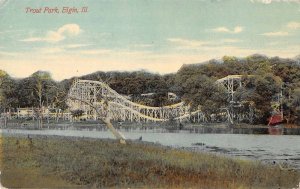 Elgin Illinois Trout Park Roller Coaster Vintage Postcard AA6944