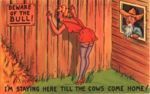 stocking postcard: I'm Staying Here 'Till the Cows Come Home