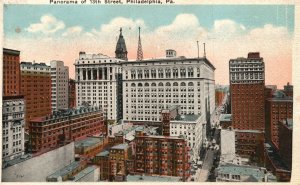 Vintage Postcard 1923 Panorama Of 13th Street Philadelphia Pennsylvania P. Sande