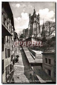 Postcard Modern Old Lausanne Stairs du Marche and the Cathedral