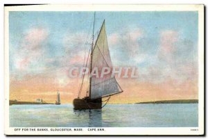 Old Postcard Off for The Banks Mass Gloucester Cape Ann Boat