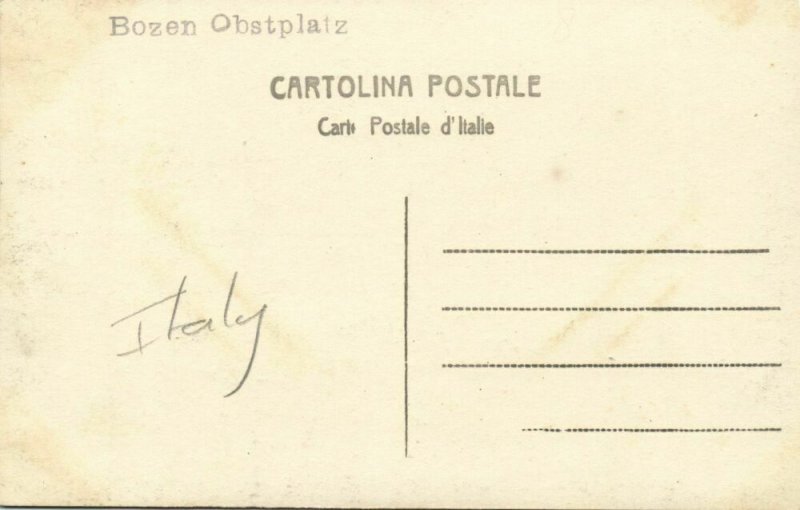 italy, BOLZANO BOZEN, Obstplatz (1920s) RPPC Postcard