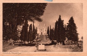 Vintage Postcard Cholula Guadalupe Castle Pine Trees Memorial Puebla Mexico