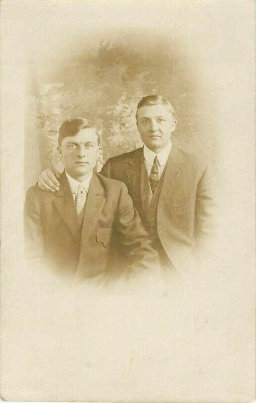 Vintage Postcard RPPC Brothers Photo