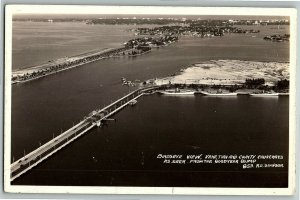 Condado de Birdseye ver veneciano 1925-42 causeways visto desde Goodyear dirigible RPPC 