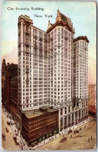 1934 City Investing Building New York NY Broadway to Church Posted Postcard