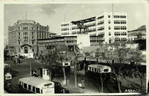 turkey, ANKARA, Street Scene, Bank, Bus (1940) RPPC, German WWII Censor Cancel