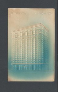 1908 Post Card Pittsburgh PA  Color Blue Embossed Airbrushed Tinted