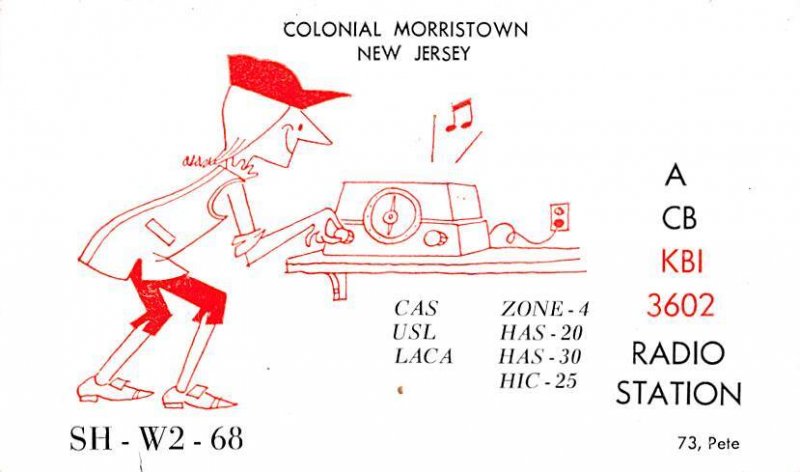 ACBKBI3602 Colonial Morristown, NJ, USA QSL Writing on Back 